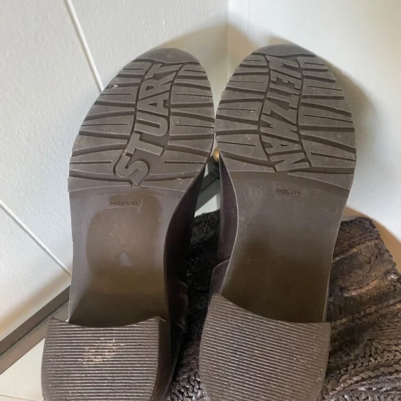 Stuart Weitzman Pimlico Womens Brown Lacquered Knit Mid Calf Boots - Picture 6 of 6